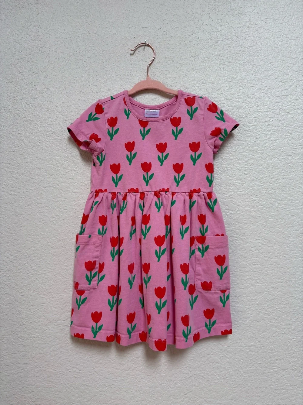 Hanna Andersson Toddler Playground Dress with Pockets Red Tulip Print Cotton 3T